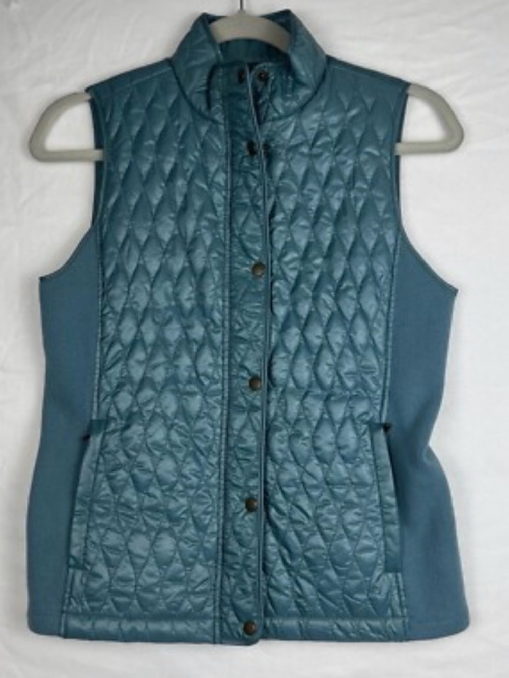 Talbots Quilted Teal Snap-Front Vest